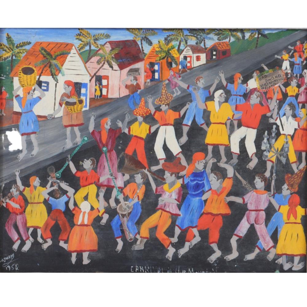 Appraisal: Louis Joseph Haitian - Carnival in the Mountain oil on