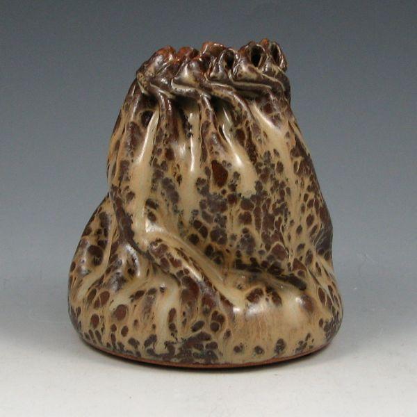 Appraisal: Clark House Pottery brown twirl vase Signed Clark with impressed