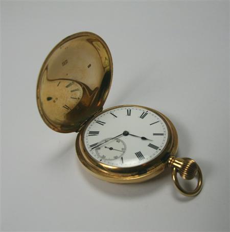 Appraisal: An ct gold hunter cased pocket watch the white enamel