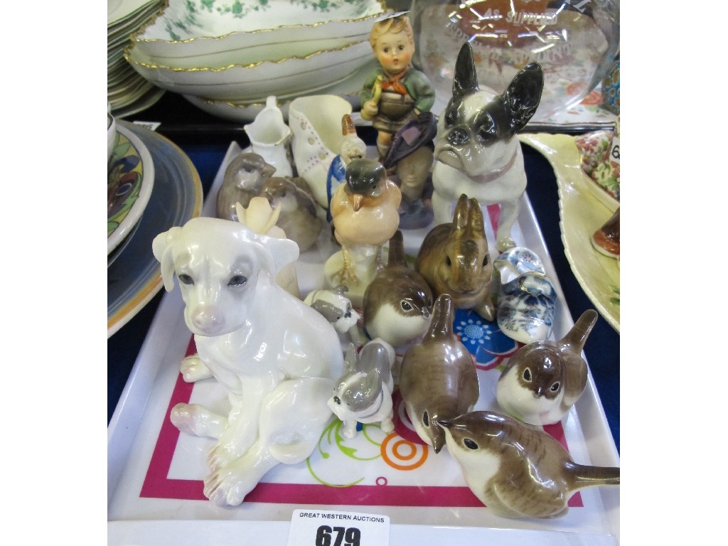 Appraisal: Tray of figures including Royal Copenhagen Sparrow group Hummel etc