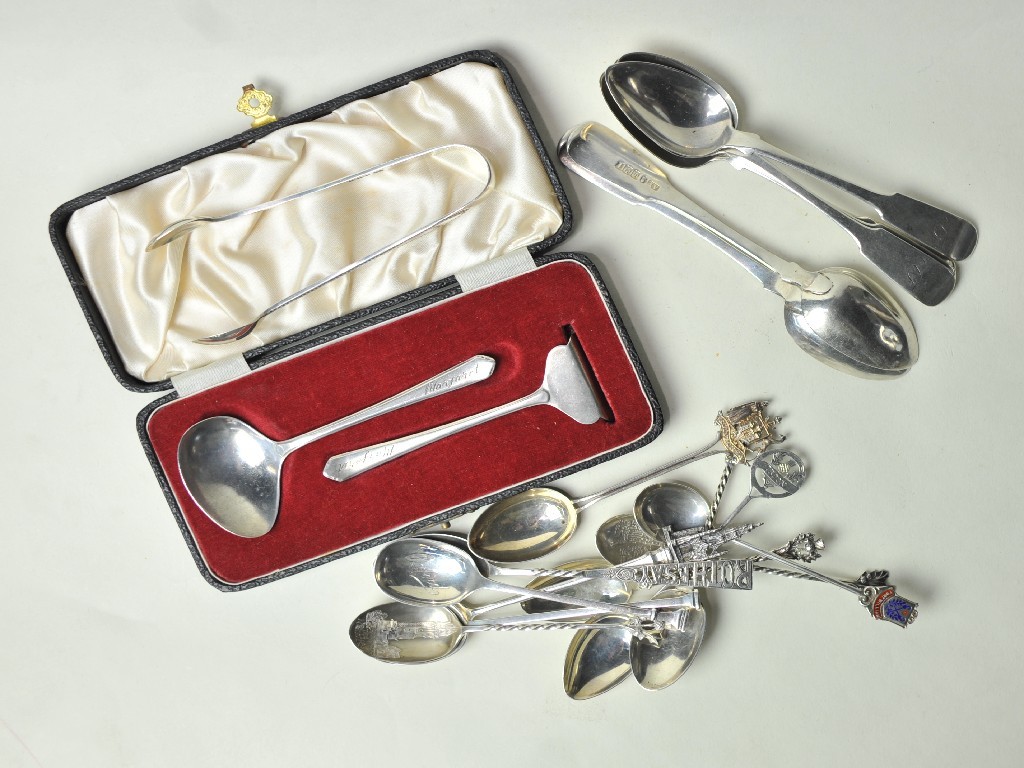 Appraisal: Lot comprising assorted silver spoons and a cased spoon and