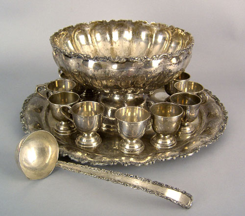 Appraisal: Mexican sterling silver punch service to include a bowl h