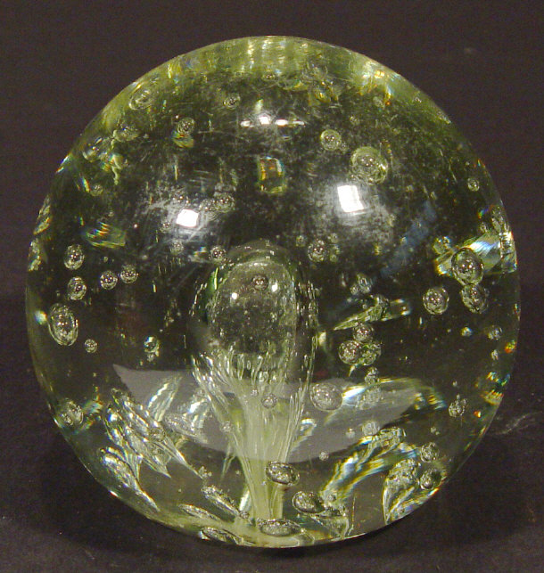 Appraisal: Victorian globular glass dump weight with internal air bubbles cm