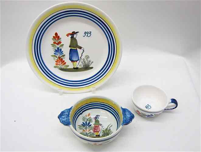 Appraisal: PIECE SET FRENCH QUIMPER POTTERY TABLEWARE hand painted comprised of