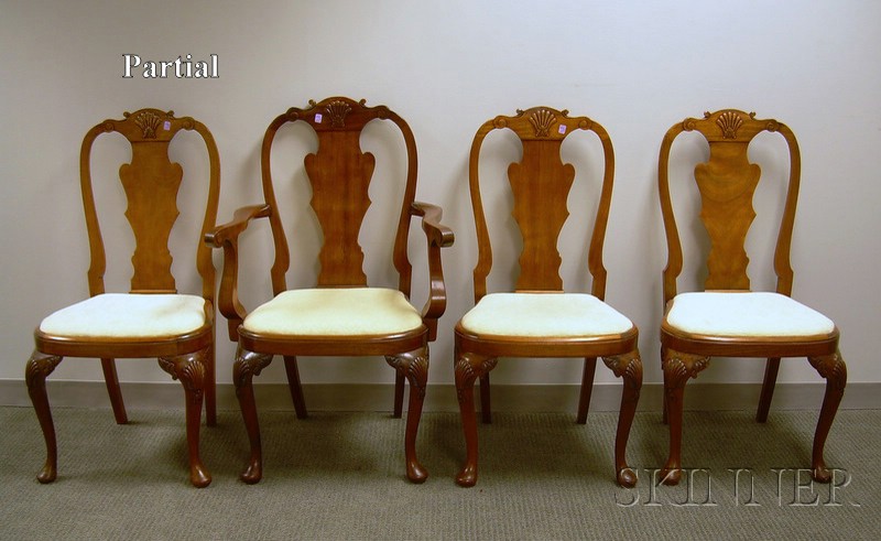 Appraisal: Set of Eight Queen Anne Style Carved Mahogany Dining Chairs