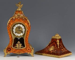 Appraisal: Italian Marquetry Clock Shelf Rococo style clock with inlaid floral