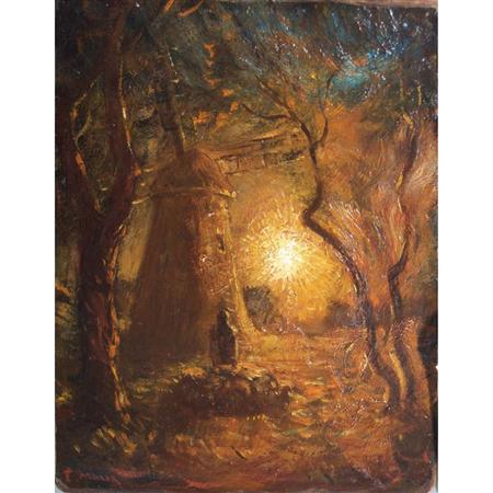 Appraisal: Attributed to Addison T Millar Nocturne with Windmill Estimate -