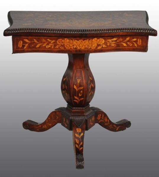 Appraisal: Highly Inlaid Game Table Description Circa Minor wood loss Condition