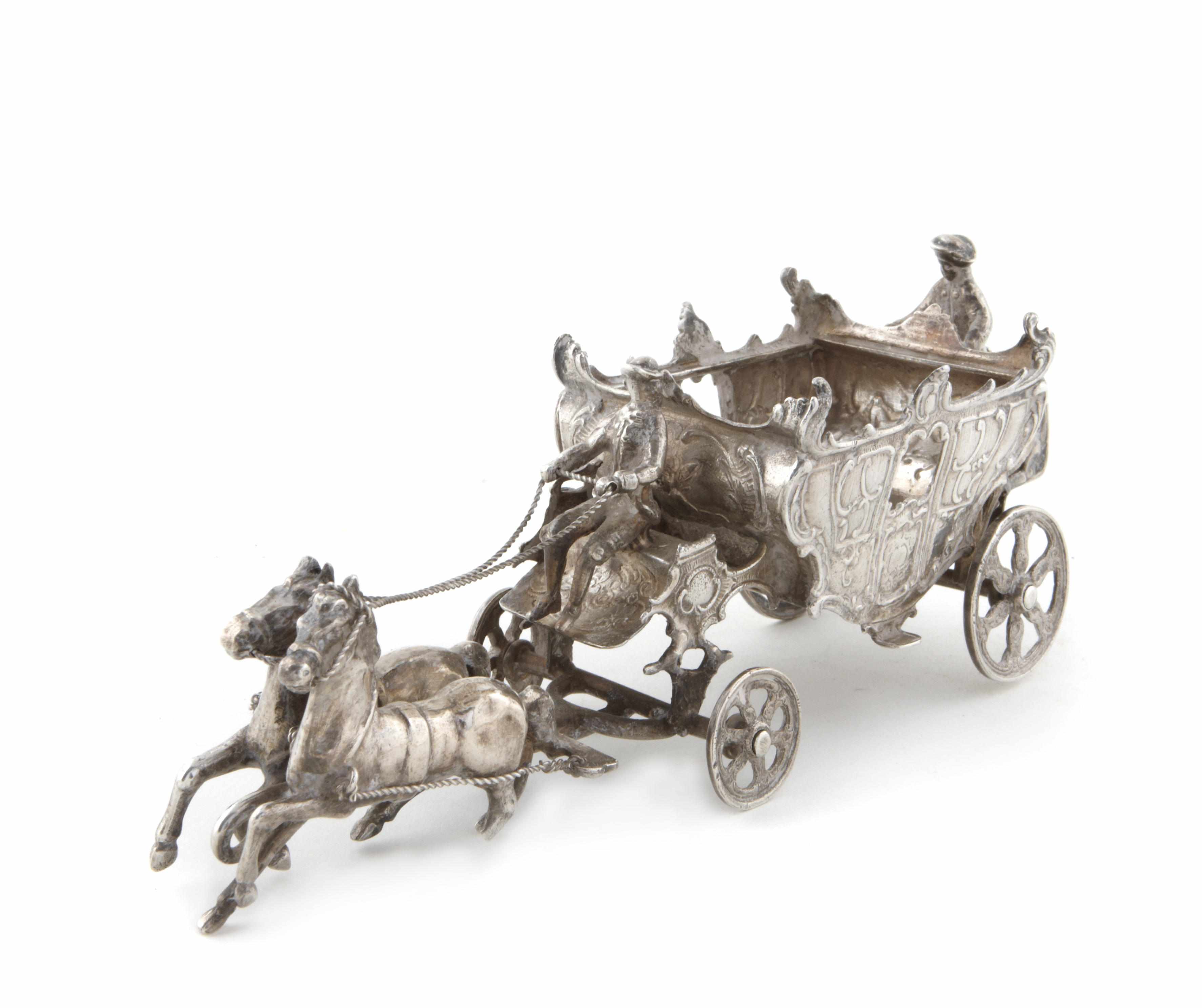 Appraisal: A German silver miniature carriage Hanau maker with English import