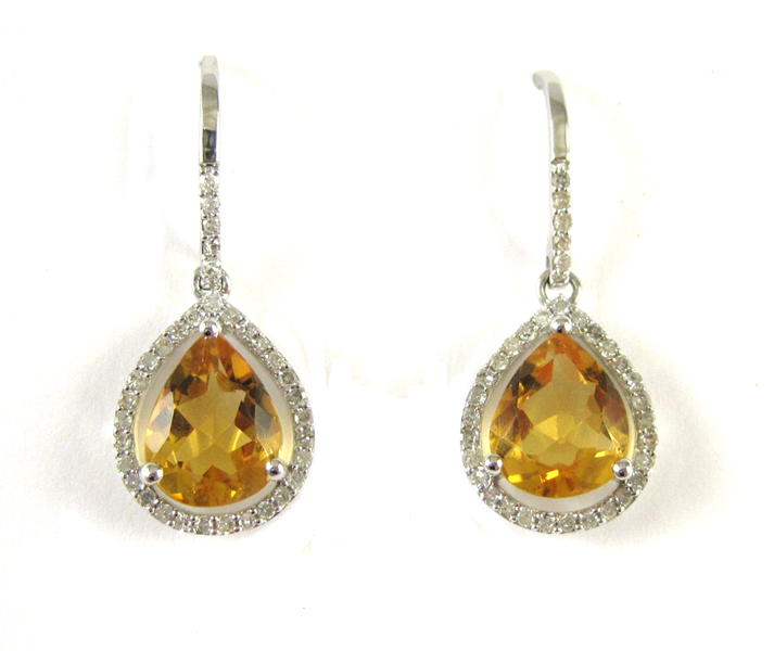 Appraisal: PAIR OF CITRINE AND DIAMOND EARRINGS each k white gold