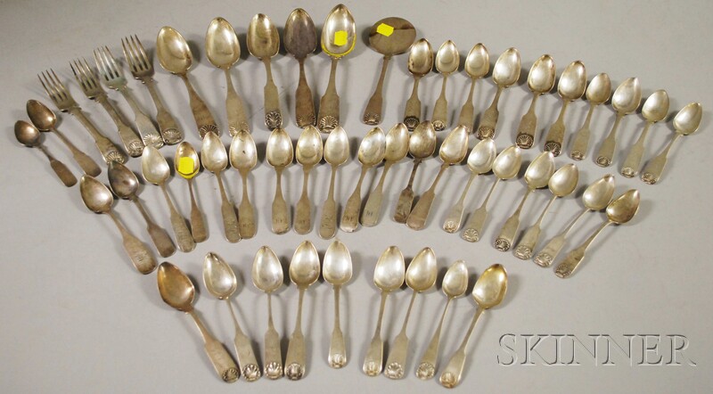 Appraisal: Approximately Fifty Mostly Coin Silver Flatware Items mostly spoons together