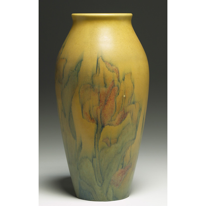 Appraisal: Rookwood vase tapered form wax matt decorated with stylized flowers