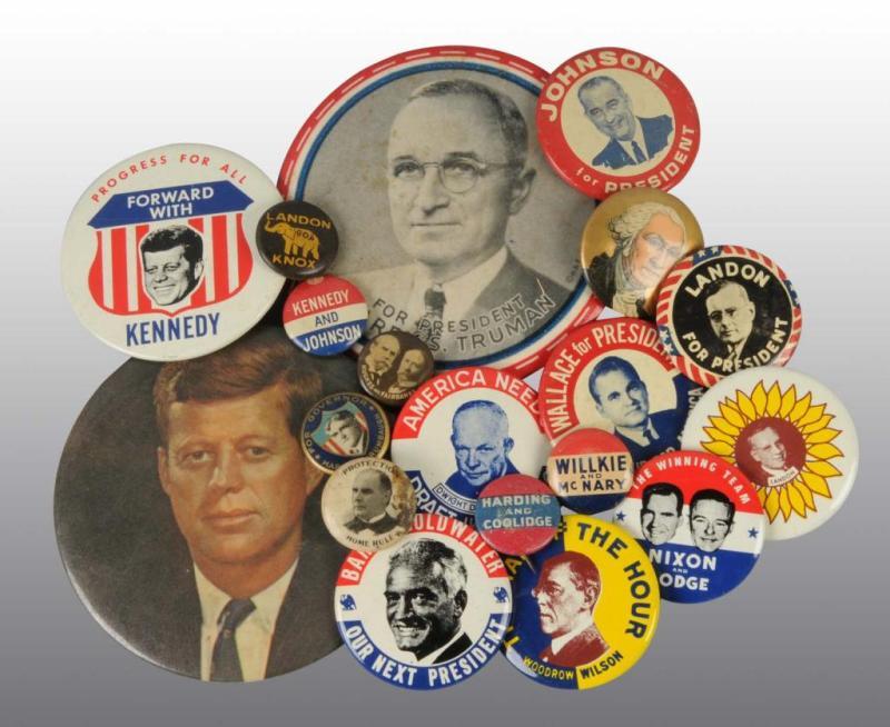 Appraisal: Large Lot of Political Buttons Description Includes Coolage Roosevelt Truman