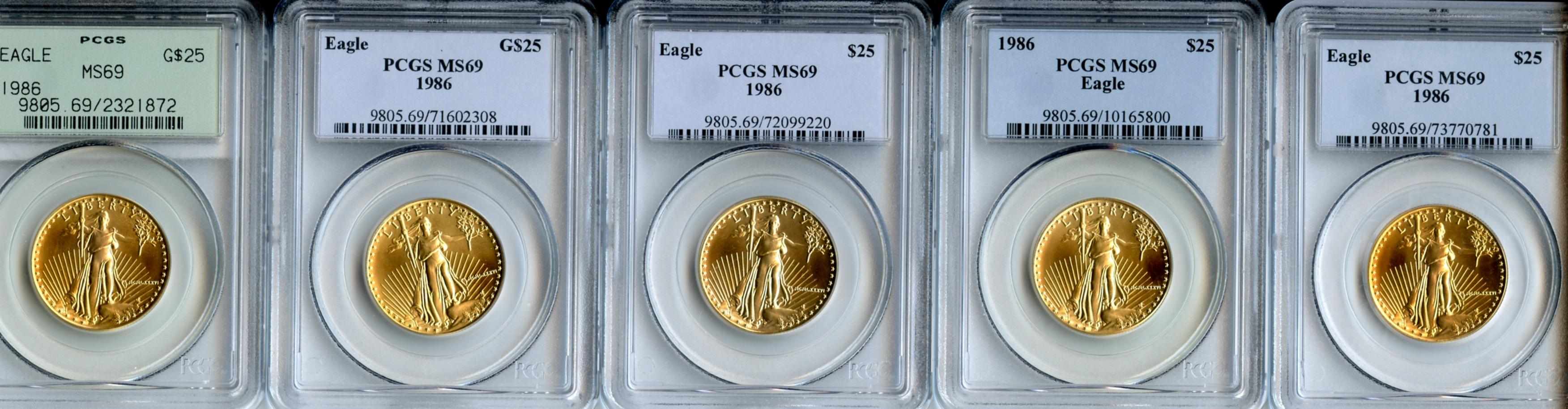 Appraisal: oz Gold Eagle MS PCGS All are bright and appear