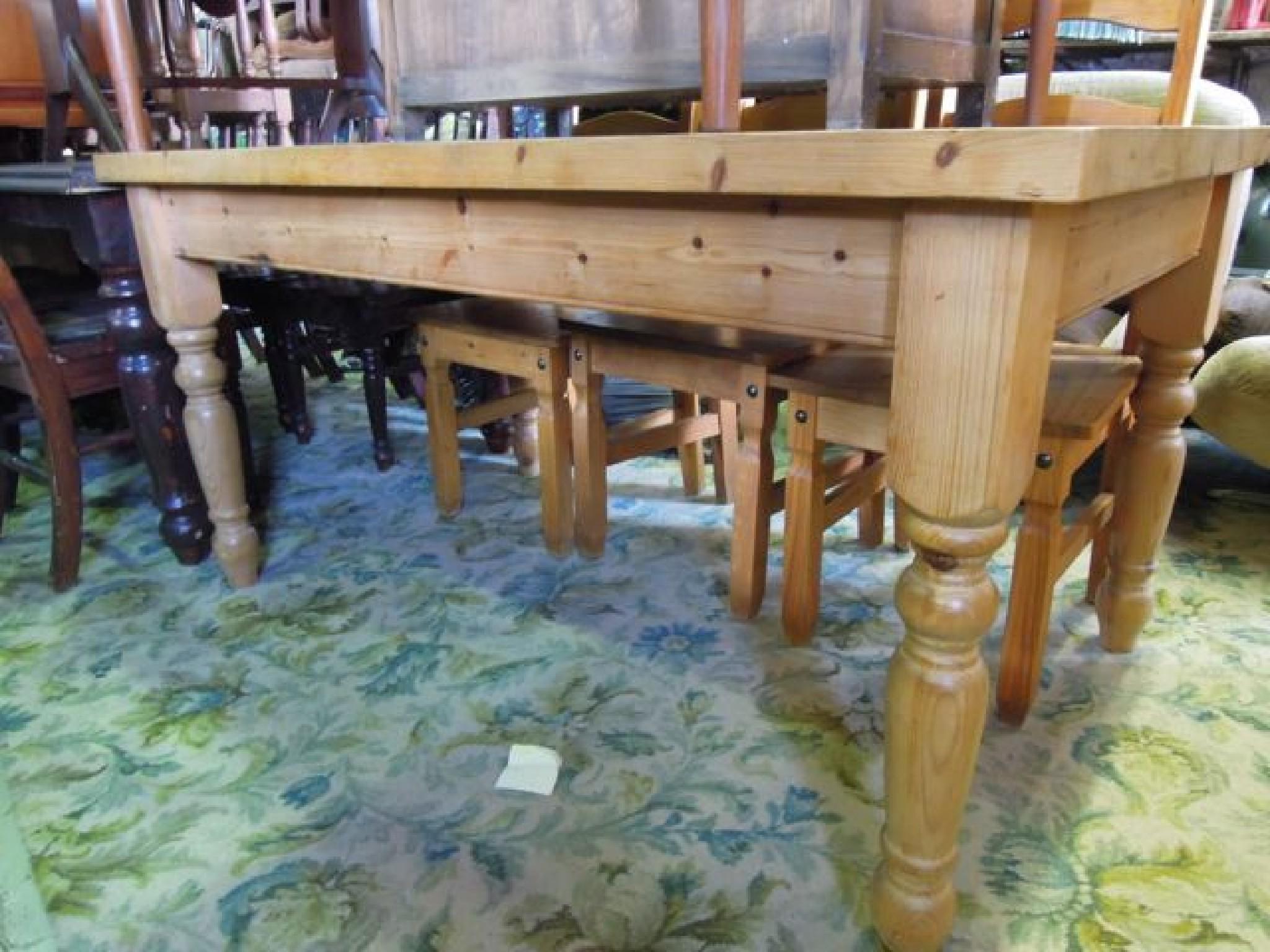 Appraisal: A Victorian style stripped pine kitchen table of rectangular form