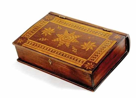 Appraisal: Victorian inlaid mahogany box American th century book-shape box with