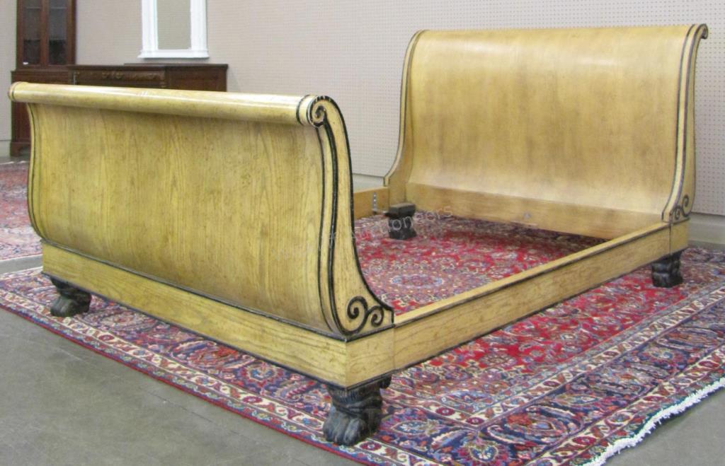 Appraisal: A sleigh style bed by Baker Furniture tag on headboard