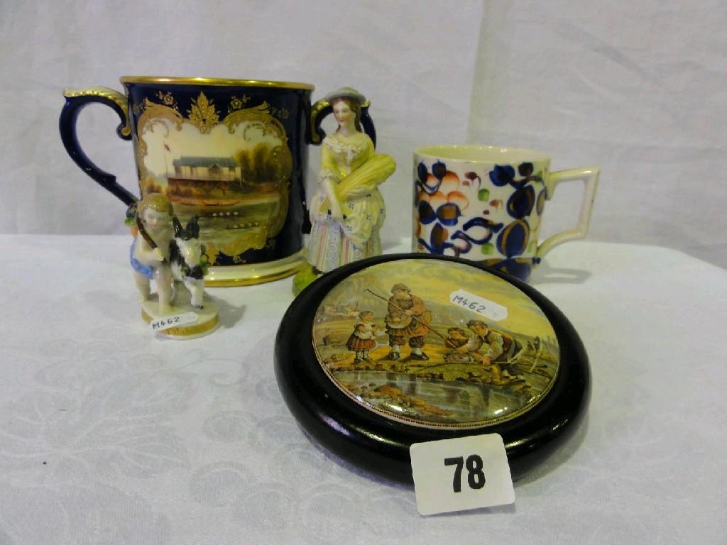 Appraisal: An early th century Royal Worcester blue ground Loving cup