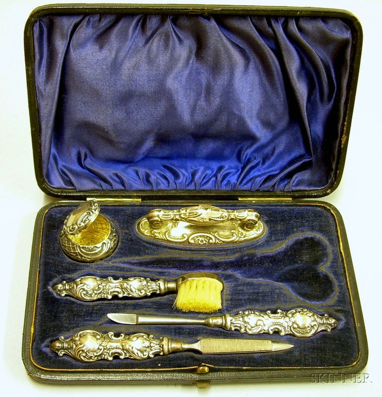 Appraisal: Cased Sterling Silver Lady's Travel Kit missing scissors