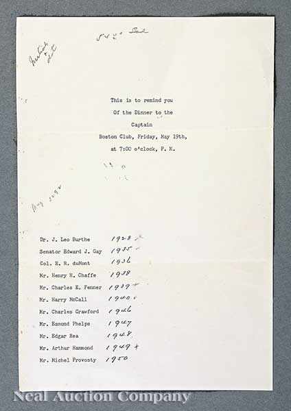 Appraisal: Mardi Gras a typewritten letter with handwritten notes regarding a