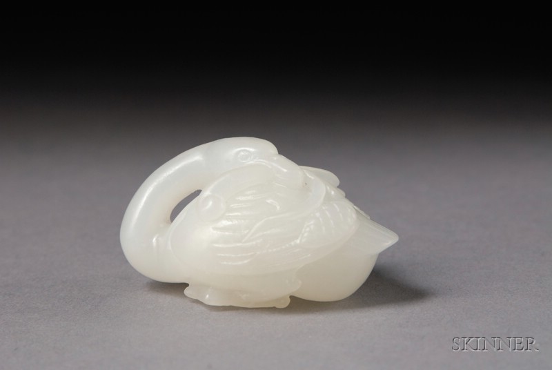 Appraisal: Jade Carving th century depicting a goose with a water