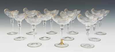 Appraisal: Twelve Very Unusual Crystal Goblets The tall clear crystal stemware