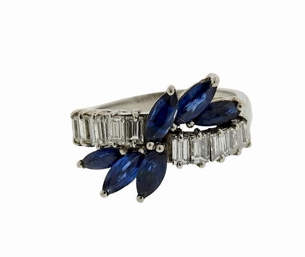 Appraisal: K Gold Blue Stone Diamond Ring METAL K Gold GEMSTONES