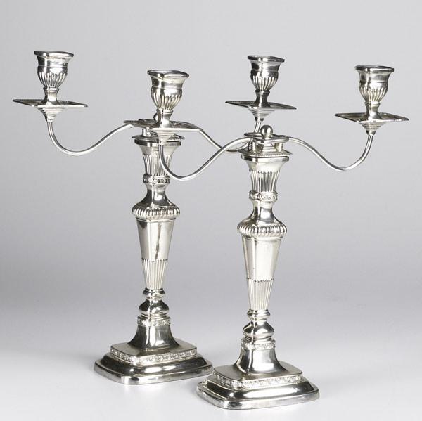 Appraisal: GEORGE III OLD SHEFFIELD CANDELABRA Silver plate by A Goodman