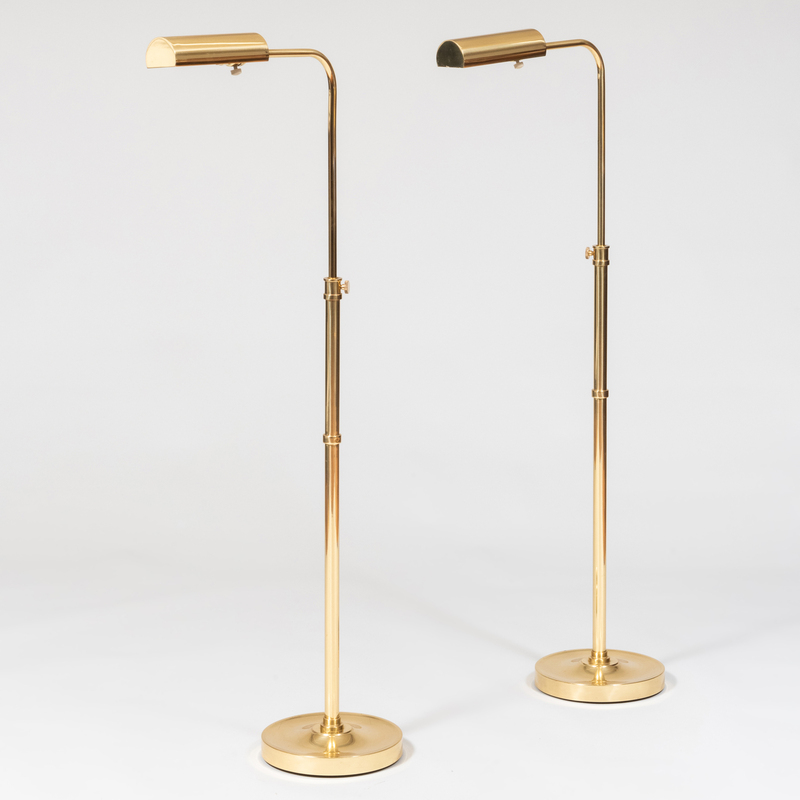 Appraisal: Pair of Brass Adjustable Floor Lamps Of recent manufacture ft