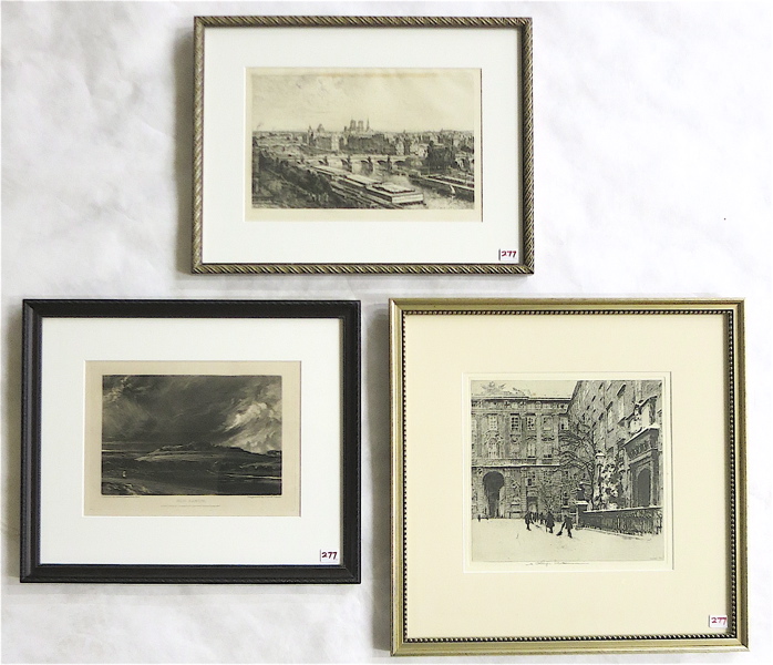 Appraisal: THREE PRINTS Luigi Kasimir Austrian - etching Janner image measures