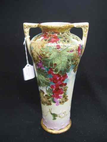 Appraisal: Pre-Nippon Handpainted Porcelain Vase grape vine decor extensive goldwork ''