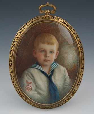 Appraisal: A Miniature Portrait of a Boy in Sailor's Uniform A