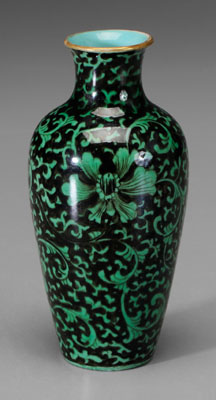 Appraisal: Rare Black and Green Glazed Vase Porcelain Chinese th century