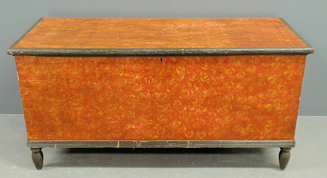 Appraisal: - Pennsylvania blanket chest c with orange and gold sponge