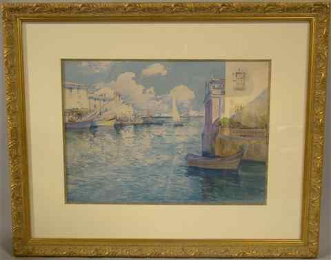 Appraisal: ANTOINE PONCHIN - VENETIAN CANAL SCENE LES MARTIGUES Watercolor on