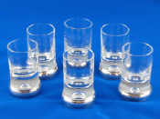 Appraisal: A set of six silver mounted tot glasses Birmingham