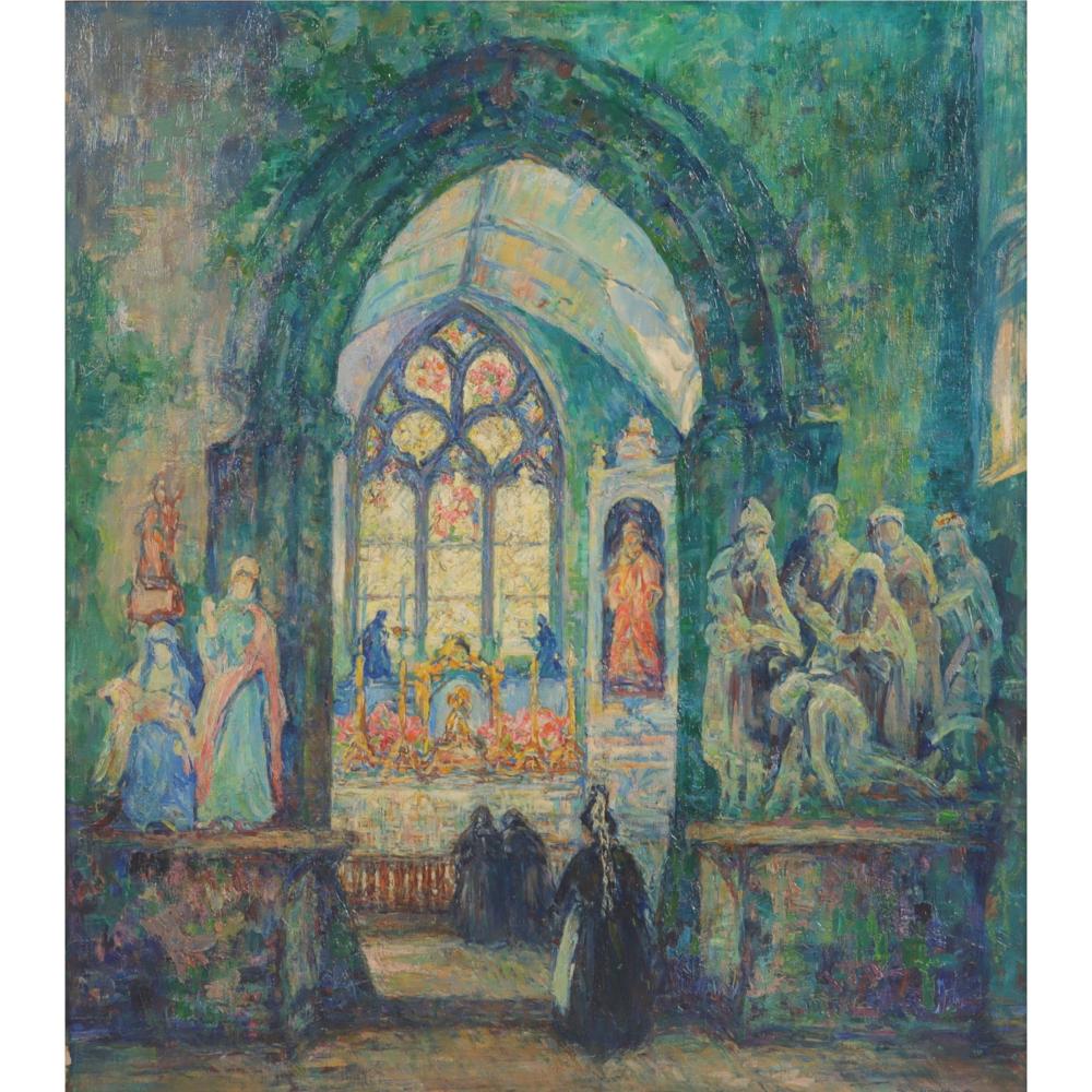 Appraisal: Donald Frederick Witherstine Massachusetts - Gothic Church Cathedral Interior with