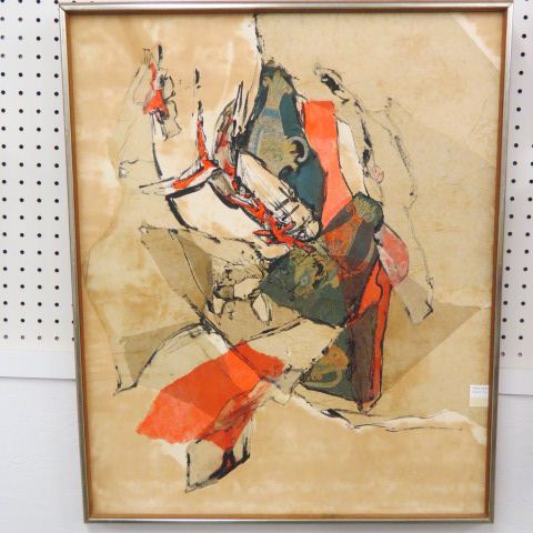 Appraisal: Mixed Media Mid Century Modern Artwork label on reverse from