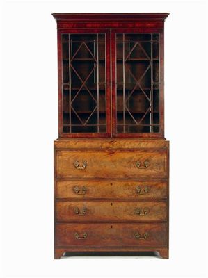 Appraisal: A Regency mahogany secretaire bookcase the moulded cornice above a