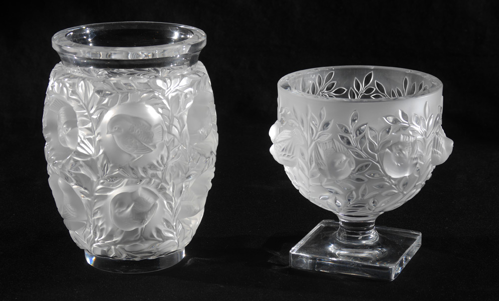 Appraisal: LALIQUE BAGATELLE ELIZABETH CRYSTAL VASES pieces total to include ''Bagatelle''