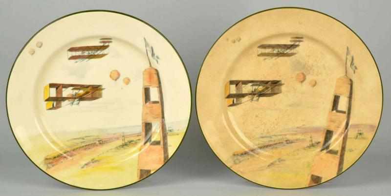 Appraisal: Lot of Early Royal Doulton Aeronautic Plates Both show bi-planes