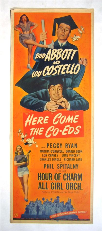 Appraisal: pieces Movie Posters Abbott Costello Features Here Come The Co-Eds