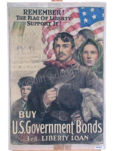 Appraisal: WW I U S War Bond Poster Remember The Flag