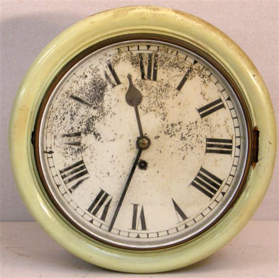 Appraisal: th century wall clock in mahogany cream painted case enamelled