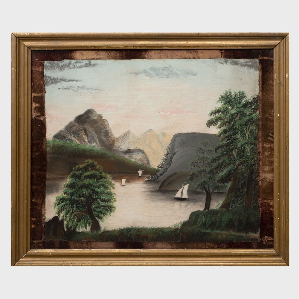 Appraisal: American School River Landscape Chalk on paper unsigned inscribed 'Jeannie