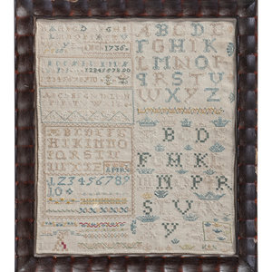 Appraisal: An English Needlework Alphabet Sampler initialed AMR throughout x inches