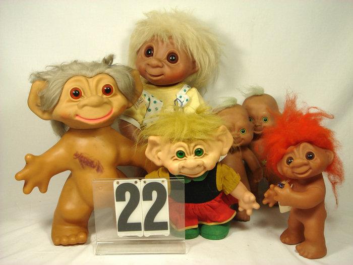 Appraisal: Lot of vintage Troll Dolls total to inches tall vinyl