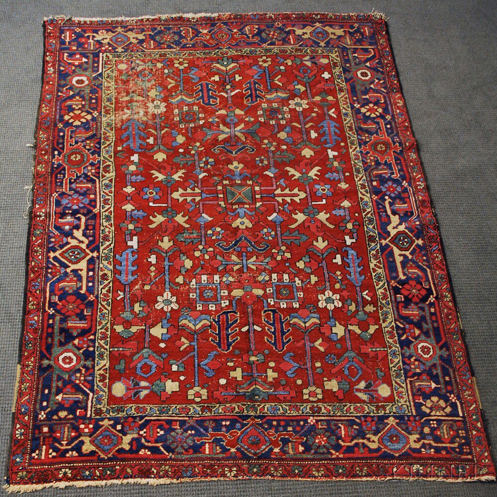 Appraisal: Heriz Carpet Northwest Persia late th century areas of wear