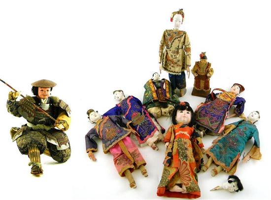 Appraisal: ASIAN mostly th C Chinese dolls and figures ten pieces