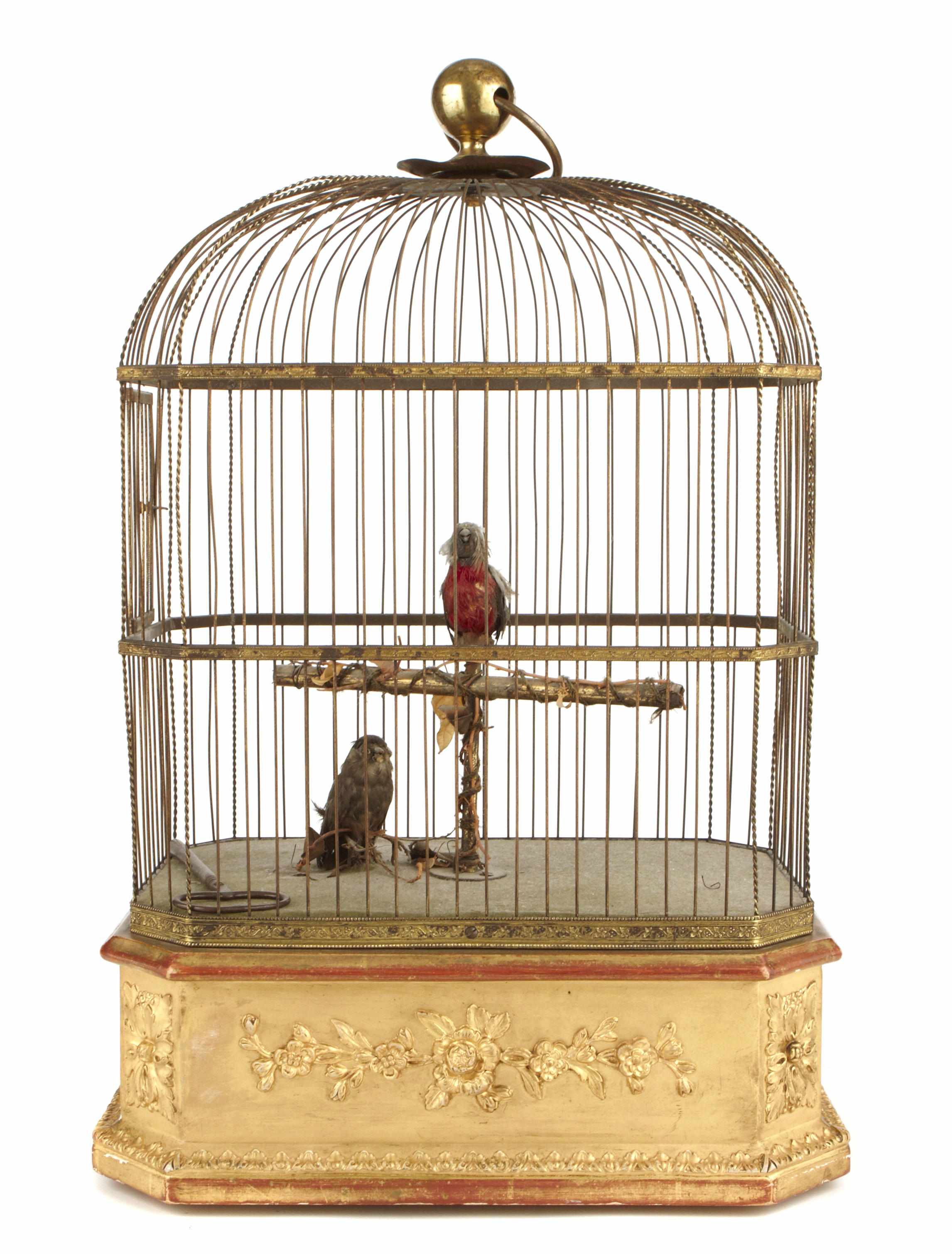 Appraisal: A Swiss automaton musical birdcage late th centuryheight in width